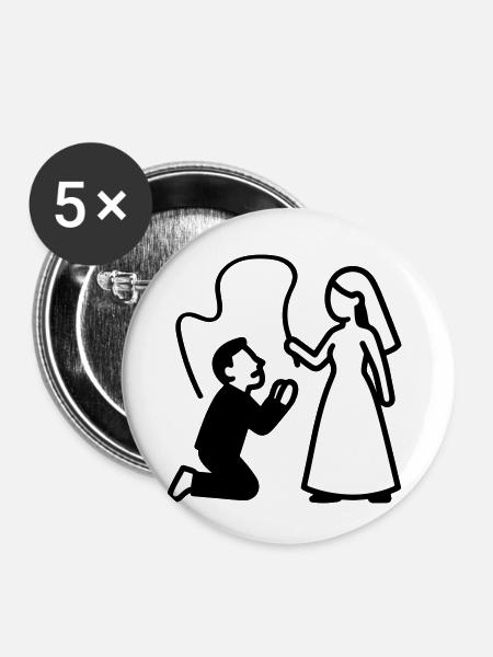 Ehepaar Hochzeit Peitsche - Buttons klein 25 mm (5er Pack) - Weiß