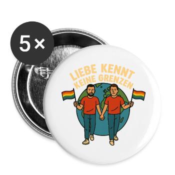Love knows no boundaries - Buttons small 1''/25 mm (5-pack) - white - Front