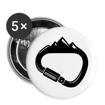Karabiner und Berge – Einfach Klettern - Buttons klein 25 mm (5er Pack) - Weiß - Vorne