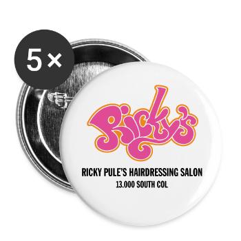 Ricky Pule’s Hairdressing Salon Fan T-Shirt - Buttons klein 25 mm (5er Pack) - Weiß - Vorne