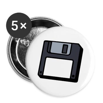 Floppy Disk Retro Symbol Computer - Buttons small 1''/25 mm (5-pack) - white - Front