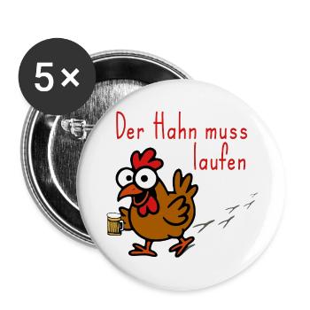 Zapf-Hahn muss laufen - Buttons klein 25 mm (5er Pack) - Weiß - Vorne