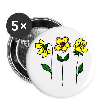 Blumen - Buttons klein 25 mm (5er Pack) - Weiß - Vorne