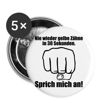 Nie wieder gelbe Zahne in 30 Sekunden - Buttons klein 25 mm (5er Pack) - Weiß - Vorne