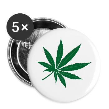 Grünes Weed-Blatt – Inspiration für das Coffeeshop-Logo - Buttons klein 25 mm (5er Pack) - Weiß - Vorne