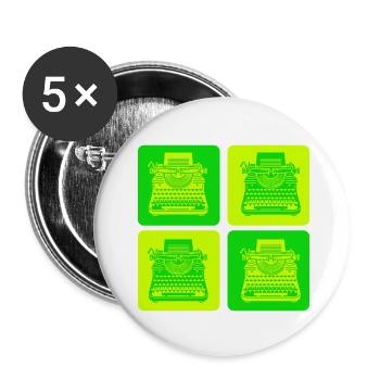 Conception de machine à écrire - Lot de 5 petits badges (25 mm) - blanc - Devant