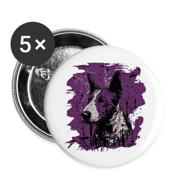 Bull terrier - Lot de 5 petits badges (25 mm) - blanc - Devant