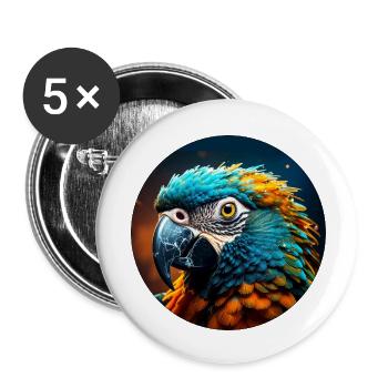 Perroquet, Coloré, Paillettes, Paillettes, Oiseau - Lot de 5 petits badges (25 mm) - blanc - Devant