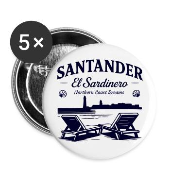 Santander El Sardinero Beach -Northern Coast Dream - Buttons small 1''/25 mm (5-pack) - white - Front