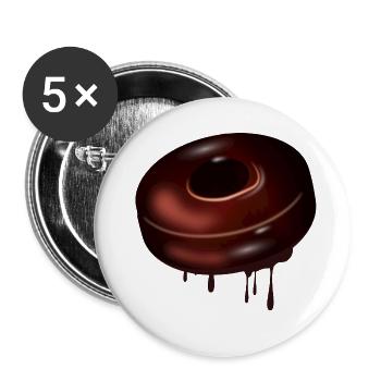 Schoko Donut Motiv mit glänzender Glasur - Buttons klein 25 mm (5er Pack) - Weiß - Vorne