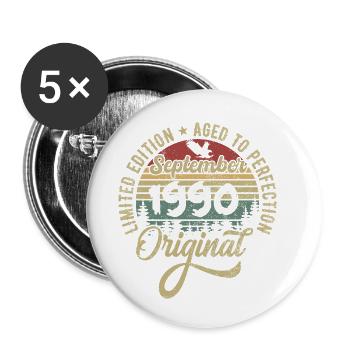 35th birthday September 1990 - 35 years old - Buttons small 1''/25 mm (5-pack) - white - Front