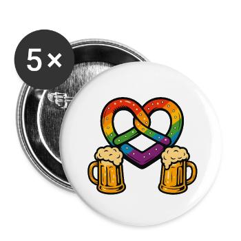 Bretzel arc-en-ciel - Lot de 5 petits badges (25 mm) - blanc - Devant