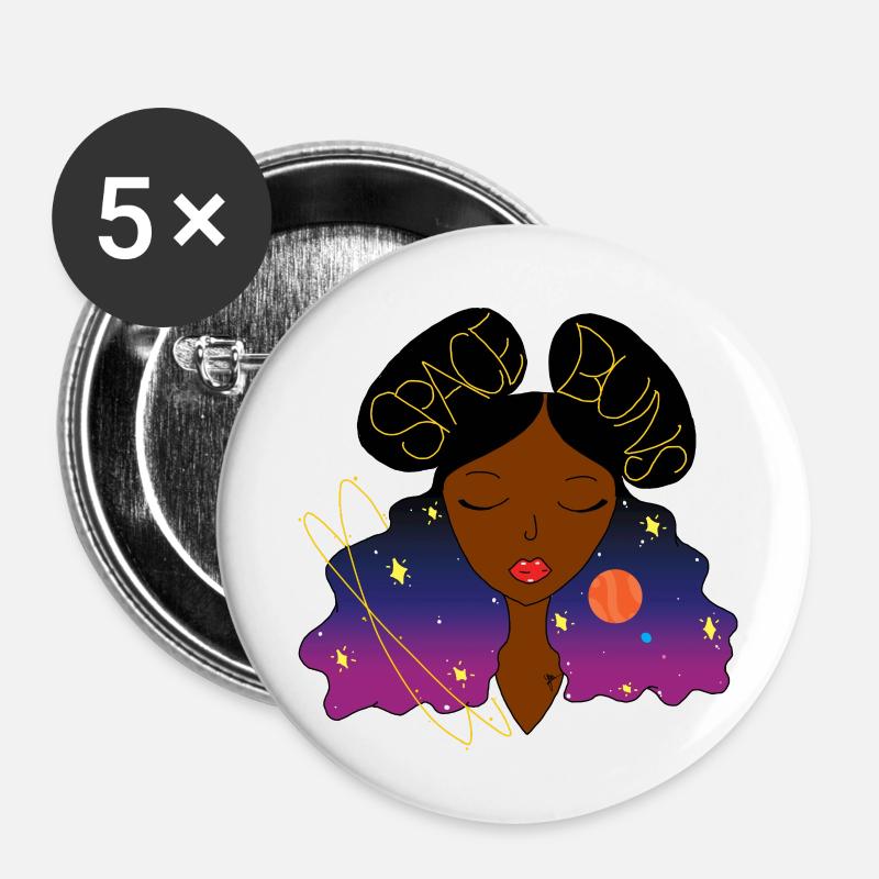 Space Buns - Buttons small 1''/25 mm (5-pack) - white