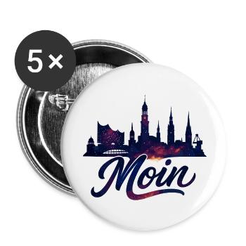 Hamburg Moin Stadt Silhouette galaktisch Geschenk - Buttons klein 25 mm (5er Pack) - Weiß - Vorne