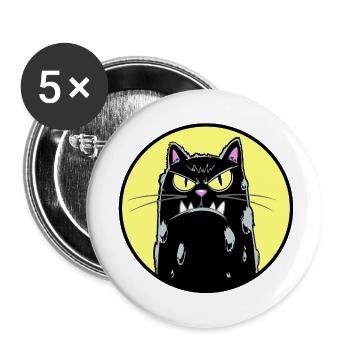 Black cat - Buttons small 1''/25 mm (5-pack) - white - Front