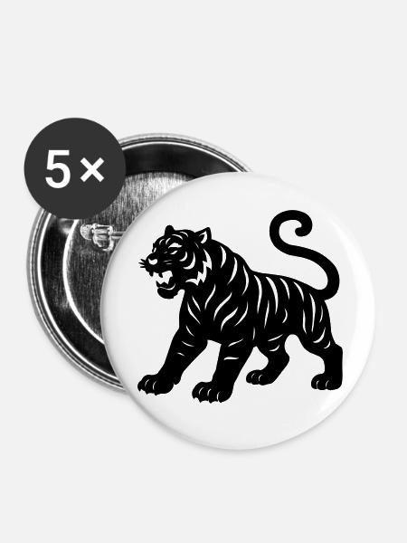 tiger - Buttons klein 25 mm (5er Pack) - Weiß