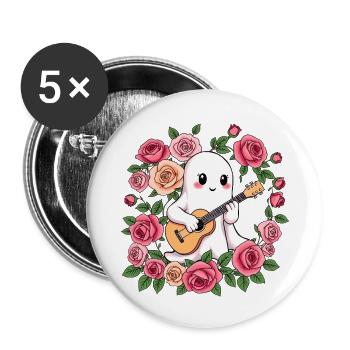 Gespenst spielt Gitarre - Buttons klein 25 mm (5er Pack) - Weiß - Vorne