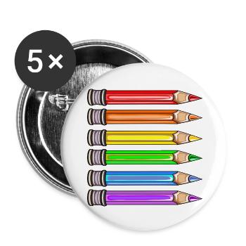 DRAPEAU ARC-EN-CIEL DE LA FIERTÉ - Lot de 5 petits badges (25 mm) - blanc - Devant