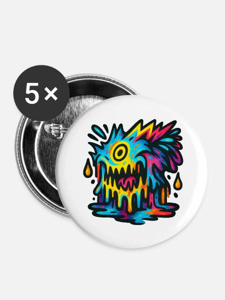 monster - Buttons klein 25 mm (5er Pack) - Weiß