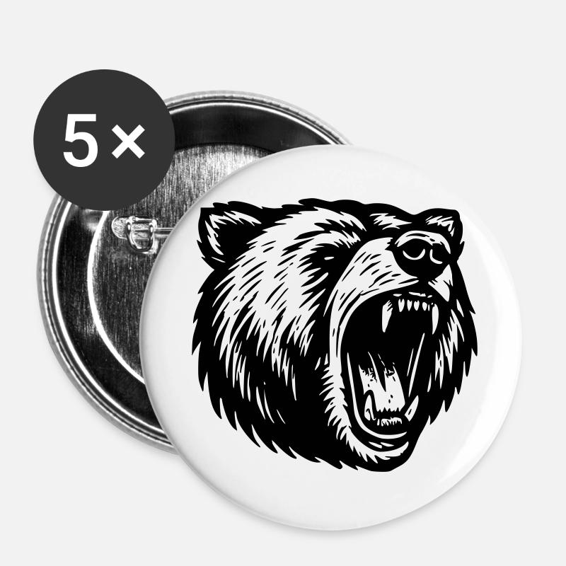 Grizzly - Buttons small 1''/25 mm (5-pack) - white