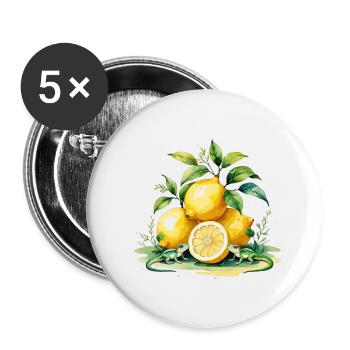 Zitronen & Eidechsen - Frucht trifft Wildnis - Buttons klein 25 mm (5er Pack) - Weiß - Vorne