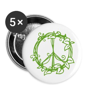 Von der Natur inspiriertes Friedenssymbol-Design - Buttons klein 25 mm (5er Pack) - Weiß - Vorne