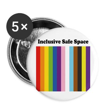 Inklusiver Safe Space LGBTQ Pride - Buttons klein 25 mm (5er Pack) - Weiß - Vorne