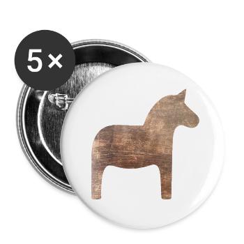 Dala Horse Wood Sweden Traditional Scandinavian - Buttons small 1''/25 mm (5-pack) - white - Front