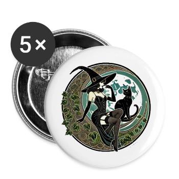 Halloween Witch Pinup – Spooky Retro Glam Design - Buttons small 1''/25 mm (5-pack) - white - Front