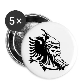 Albania and Skanderbeg Face and Flag - Buttons small 1''/25 mm (5-pack) - white - Front