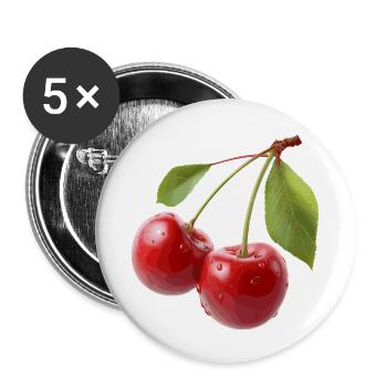 Cerises - Lot de 5 petits badges (25 mm) - blanc - Devant
