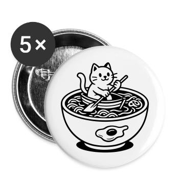 Cute Noudle Soup Cat - Buttons small 1''/25 mm (5-pack) - white - Front