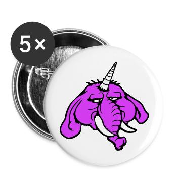 Unicorn, elephant, bad-tempered, angry, sad - Buttons small 1''/25 mm (5-pack) - white - Front