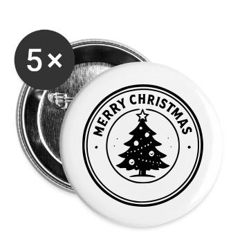 Merry Christmas - Lot de 5 petits badges (25 mm) - blanc - Devant