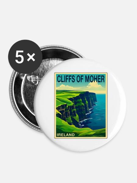 cliffs of moher Irland - Buttons klein 25 mm (5er Pack) - Weiß