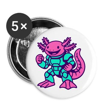 Axolotl Hero - Buttons small 1''/25 mm (5-pack) - white - Front