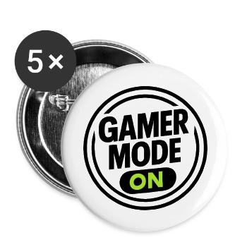 Gamer Mode ON – T-shirt gaming fluo - Lot de 5 petits badges (25 mm) - blanc - Devant