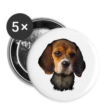 Beagle - Buttons klein 25 mm (5er Pack) - Weiß - Vorne