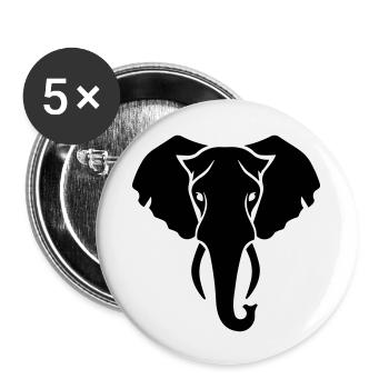 éléphant - Lot de 5 petits badges (25 mm) - blanc - Devant