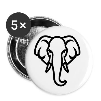 éléphant - Lot de 5 petits badges (25 mm) - blanc - Devant