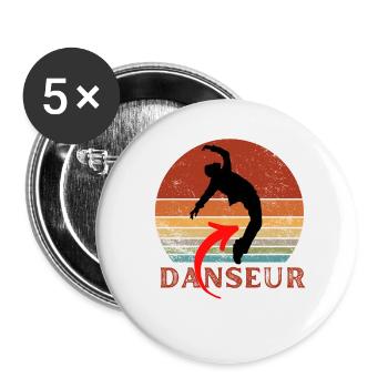 Danseur Breakdance Prenom Personnalisable - Lot de 5 petits badges (25 mm) - blanc - Devant
