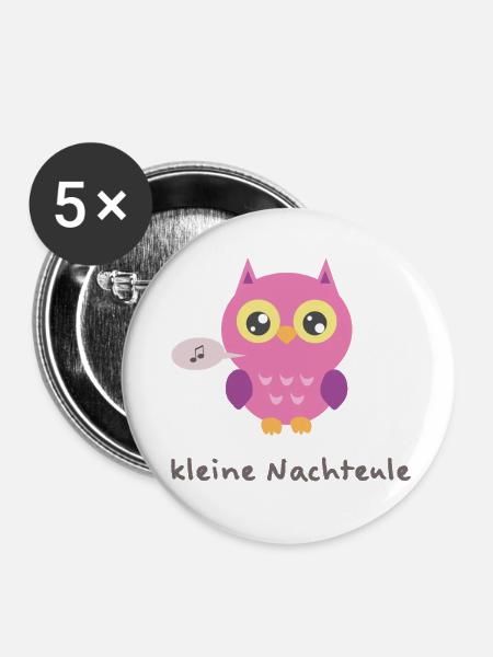 Kuschelige Eule mit Singender Note - Buttons klein 25 mm (5er Pack) - Weiß
