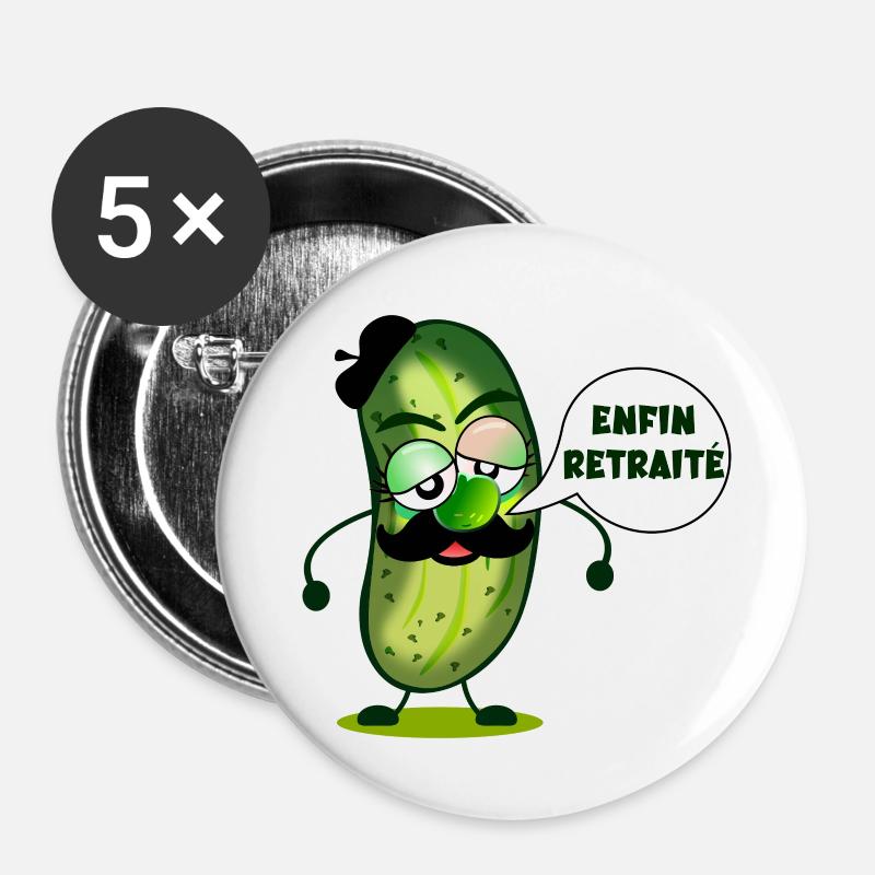 Enfin Retrait Cornichons - Lot de 5 petits badges (25 mm) - blanc