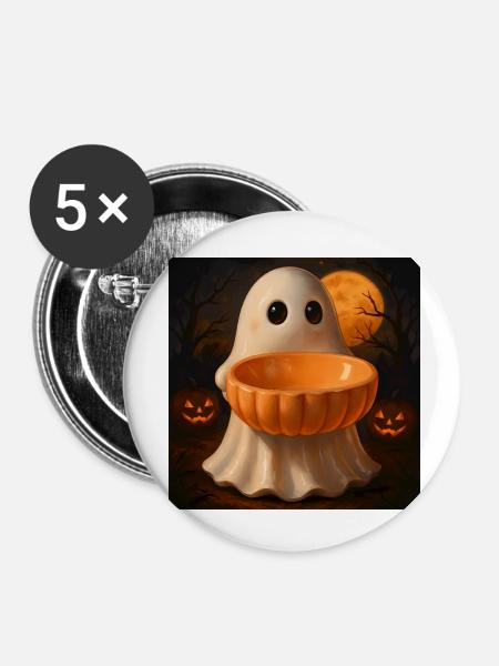 Grusel Halloween Geist Geschenk - Buttons klein 25 mm (5er Pack) - Weiß