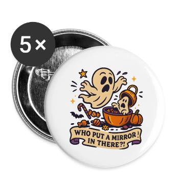 Spukgeist mit Halloween-Spruch - Buttons klein 25 mm (5er Pack) - Weiß - Vorne