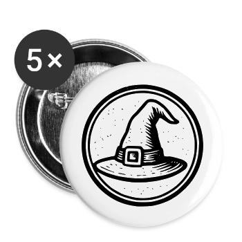 Hexenhut - Buttons klein 25 mm (5er Pack) - Weiß - Vorne