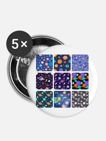 Kindliche kosmische Designs - Buttons klein 25 mm (5er Pack) - Weiß