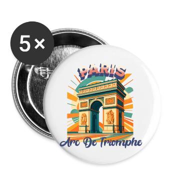 Rêves Rétro Urbains – ARC DE TRIOMPHE - Paris - Lot de 5 petits badges (25 mm) - blanc - Devant