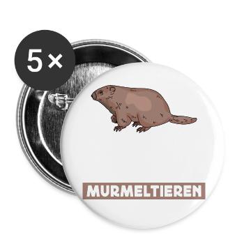 Pas le temps! Je dois aller à la marmotte rongeur - Lot de 5 petits badges (25 mm) - blanc - Devant