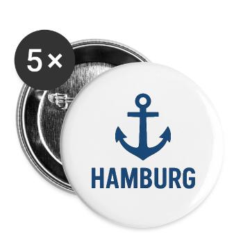 Hamburg mit Anker - Buttons klein 25 mm (5er Pack) - Weiß - Vorne